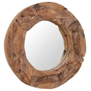 Berkfield Decorative Mirror Teak 60 cm Round