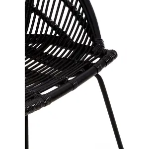 Interiors by Premier Black Washed Natural Rattan Chair, Rustless Rattan Chair, Easy Cleaning Rattan Armchair