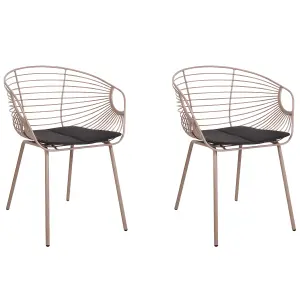 Set of 2 Dining Chairs HOBACK Metal Beige