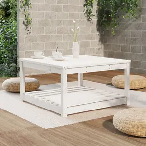 Berkfield Garden Table White 82.5x82.5x45 cm Solid Wood Pine