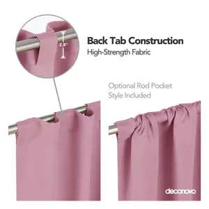 Deconovo Back Tab Blackout Curtains Thermal Insulated Curtains Energy Saving Curtains Rod Pocket Curtains 140x290 cm Pink 2 Panels