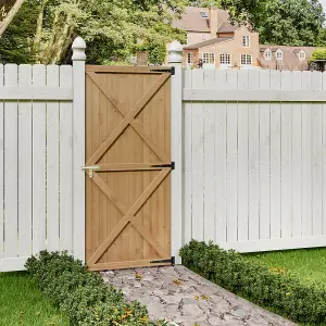 Outdoor Flat Top Garden Wooden Gate Pedestrian Gate Pine Wooden Fence Door