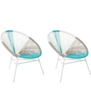 Set of 2 Garden Chairs ACAPULCO PE Rattan White