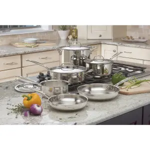 Cuisinart Chef's Classic 11 Piece Stainless Steel Durable Aluminium Cookware Set