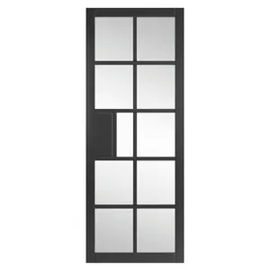 Urban Industrial Plaza Black Clear Glass Internal Door