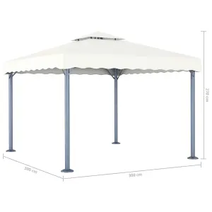 Berkfield Gazebo with LED String Lights 300x300 cm Cream Aluminium