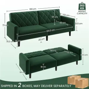 Yaheetech 2 Seater Convertible Sofa Bed - Green