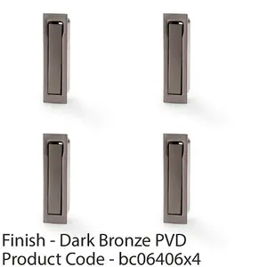 4 PACK - Flush Sliding Pocket Door Pull Handle - Dark Bronze 70mm x 19mm Finger Edge