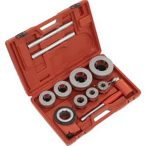 Premium Ratcheting Pipe Threading Kit for BSPT Sizes 3/8" to 2" with Cassette Style Die Heads