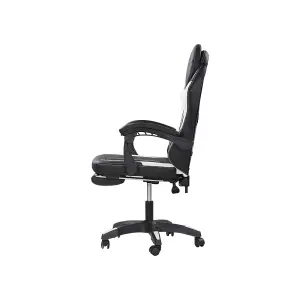 Alivio 360 Swivel Gaming Chair with Footrest Lumbar Support Back Support - White & Black