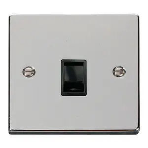 Polished Chrome Rj11 Socket - Black Trim - SE Home