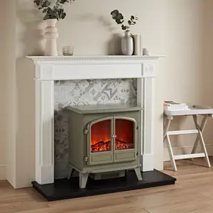 Focal Point Woodthorpe White & black MDF Artisian Fireplace surround set