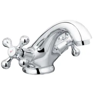 Cascade Penridge Traditional Bath Taps Pillar Pair Chrome & Basin Tap