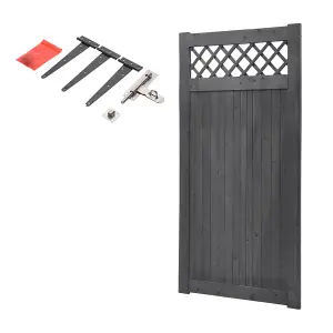 90cm W x 2.3cm D x 180cm H Grey Rhombus Garden Wood Fence Gate, Assembly Required Wooden Door