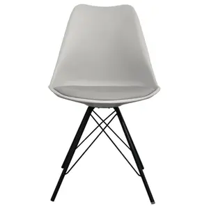 Soho Light Grey Plastic Dining Chair with Black Metal Legs