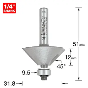 Trend 46/37 x 1/4 TCT Bearing Guided Chamfer 45 Degree 31.8 x 12mm