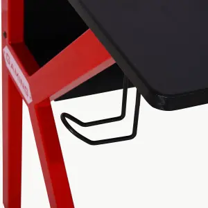 HOMCOM Gaming Desk Computer Table w/ Cup Holder Headphone Hook, Basket, Red