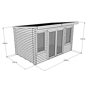 BillyOh Fraya Pent Log Cabin - 4.0m x 2.5m (13 x 8ft) - 28mm