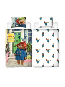 Paddington Bear Friends Single Duvet Cover and Pillowcase Set Cute Printed Bear Figures Reversible Design