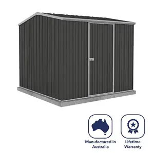 Absco 7.5ft x 7.5ft Reverse Apex Dark Grey Metal Garden Storage Shed