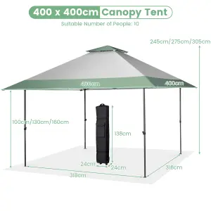 Costway 4M x 4M Gazebo Pop up Canopy Tent Sun Shelter w/ Wheeled Bag