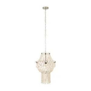 Litecraft Pilli Natural Beaded 1 Light Chandelier