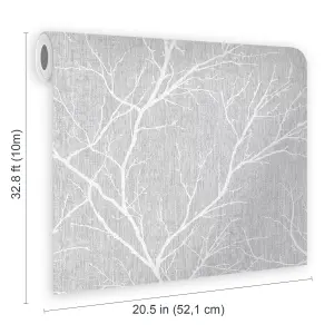 Fresco Winter Tree Forest Silhouette Grey Wallpaper