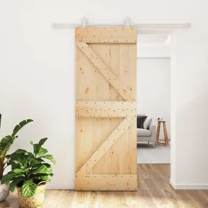 Berkfield Sliding Door with Hardware Set 80x210 cm Solid Wood Pine