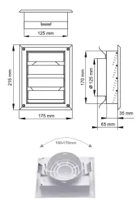 Gravity Flaps Ducting 5" / 125mm Wall Ventilation Air Vent