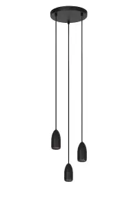 Lucide Evora Modern Pendant light 25cm - 3xGU10 - Black