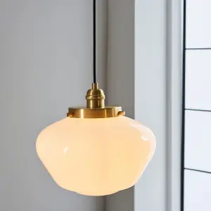 Luminosa Finale Pendant Ceiling Light Brass Plate & Opal Glass