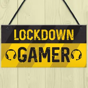 Novelty Lockdown Gamer Sign Boys Bedroom Sign Man Cave Lockdown Gamer Gift