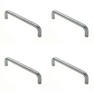 4x Round D Bar Pull Handle 22mm Dia 150mm Fixing Centres Satin Stainless Steel