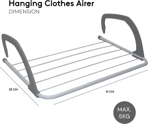 5 Bar Radiator Clothes Airer Foldable & Adjustable Arms Laundry Towel Clothing Dryer Space Saving Portable Rack Holder Rail