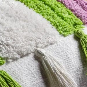 Heya Home Rainbow Tassels Tufted Polyester Filled Cushion