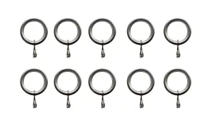 GoodHome Athens Nickel effect Grey Curtain ring (Dia)19mm, Pack of 10