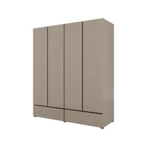 Kross 180cm Four-Door Wardrobe in Rich Congo - Expansive Storage with Sophisticated Flair