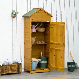 Outsunny Wooden Garden Storage Shed Utility Gardener Cabinet 3 Shelve