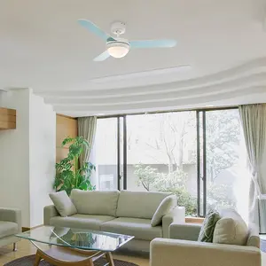 ValueLights 42" Duck Egg Blue Reversible Blade Ceiling Fan With Frosted Shade And Remote Control