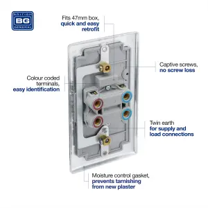 BG NPC72 Nexus Metal Polished Chrome Large Plate 45A 2 Pole Neon Cooker Switch