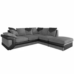 Arlo Corded Fabric Sofa with Leather-Effect Arms Right Hand Facing Corner