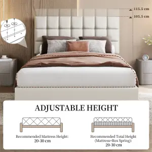 Yaheetech Upholstered Bed Frame with Square Tufted Headboard - Beige / King