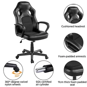 Yaheetech Adjustable Reclining Ergonomic Swiveling PC & Racing Game Chair Black