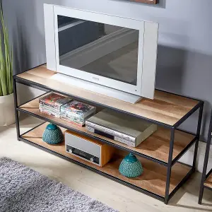 Home Source Oakmere Industrial Media and TV Stand Unit Black and Oak Effect