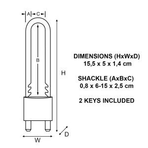 Master Lock Adjustable Brass Open shackle Padlock (W)50mm