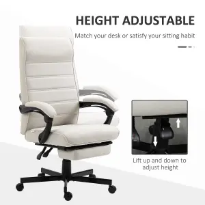 Vinsetto High-Back Home Office Chair with Adjustable Height and Footrest, White