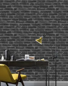 Superfresco Easy Industry Brick Effect Black/Grey Wallpaper