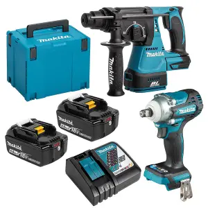 Makita DLX2372TJ 18v LXT 2 Piece Brushless Kit DHR242Z SDS DTW300 Impact Wrench