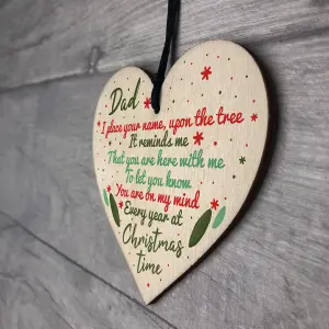 Red Ocean DAD Memorial Christmas Tree Bauble Handmade Wooden Hanging Heart Decoration Sign Gift For DAD Keepsake