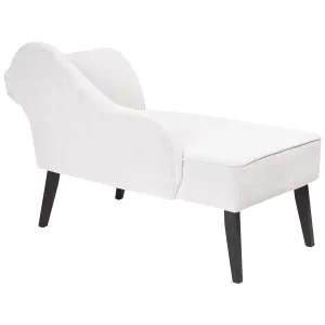 Right Hand Fabric Chaise Lounge White BIARRITZ